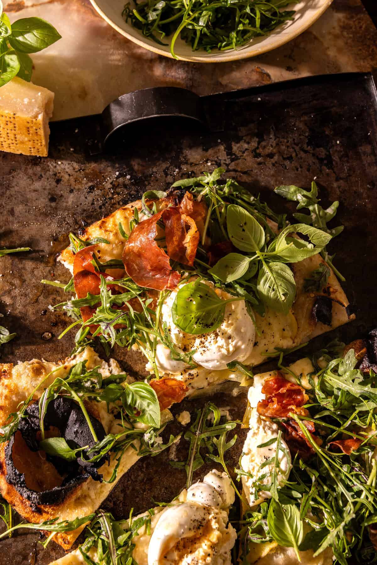Burrata Potato Pizza with Peppery Lemon Arugula | halfbakedharvest.com