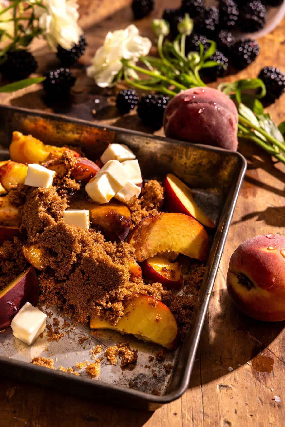 Brown Sugar Caramel Blackberry Peach Crisp with Double the Crumble | halfbakedharvest.com