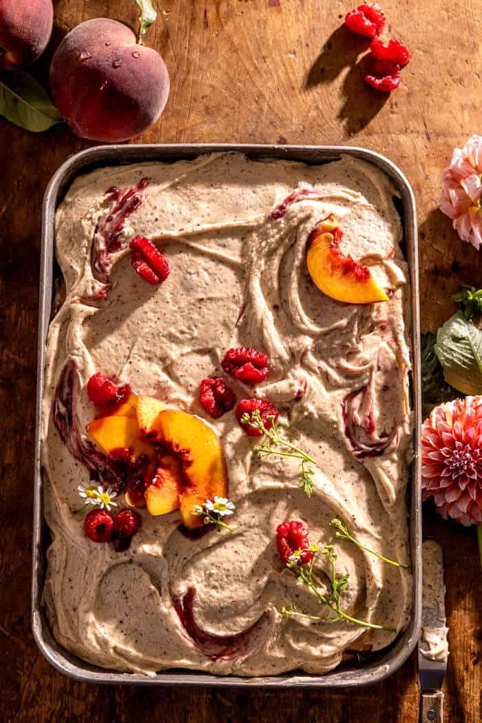 Peach Sheet Cake with Brown Butter Frosting | halfbakedharvest.com