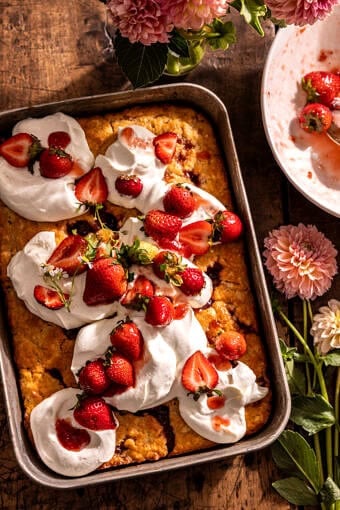 Strawberry Jam Shortcake Sheet Cake | halfbakedharvest.com