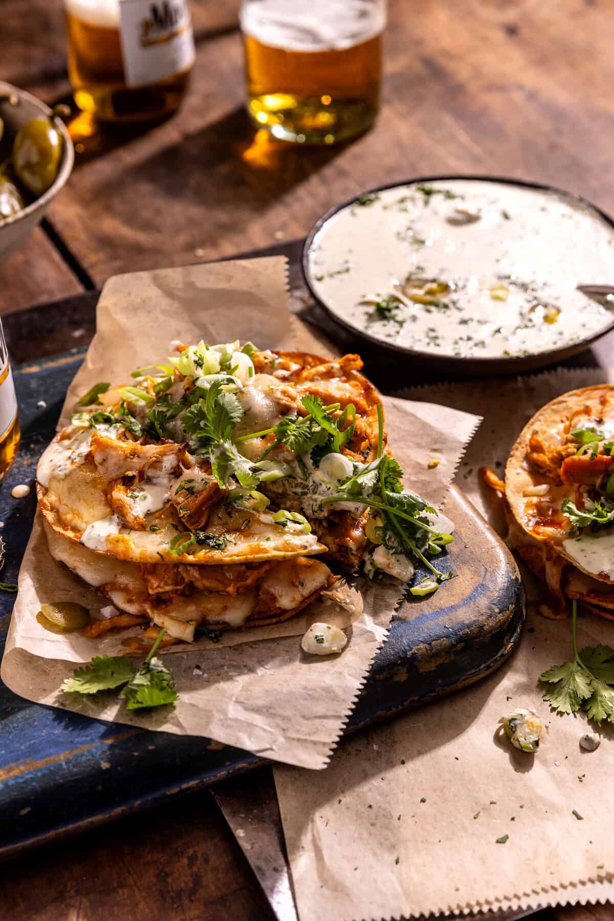 Buffalo Chicken Tostada Stacks | halfbakedharvest.com